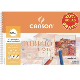 Canson Cuaderno de Dibujo con Espiral A4+ 20 Hojas con Recuadro
